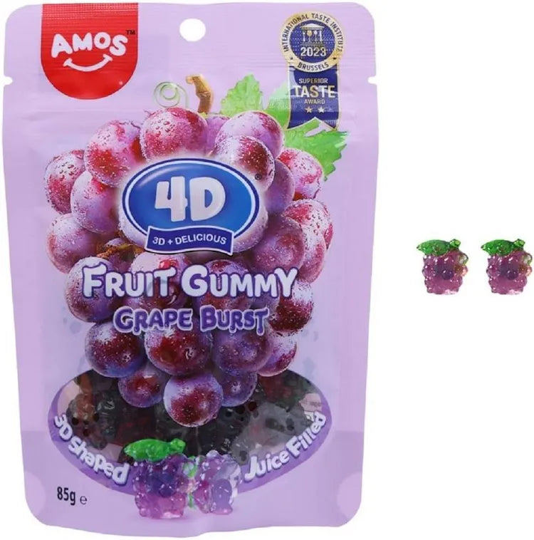 Amos 4D Fruit Gummy Grape 80g