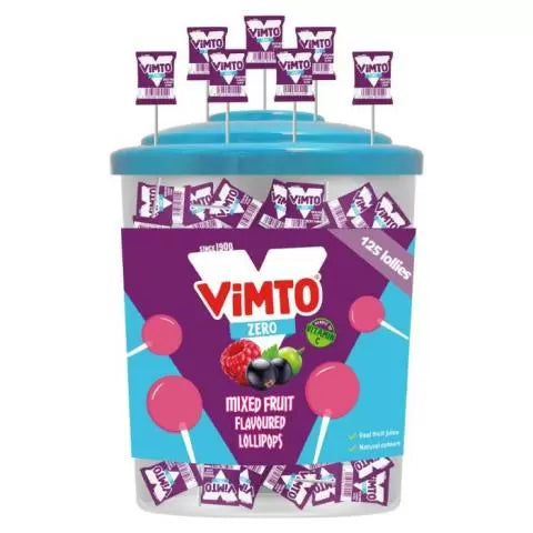 Vimto Zero Mix Fruit Flavoured Lollipops Jar 3 Pack