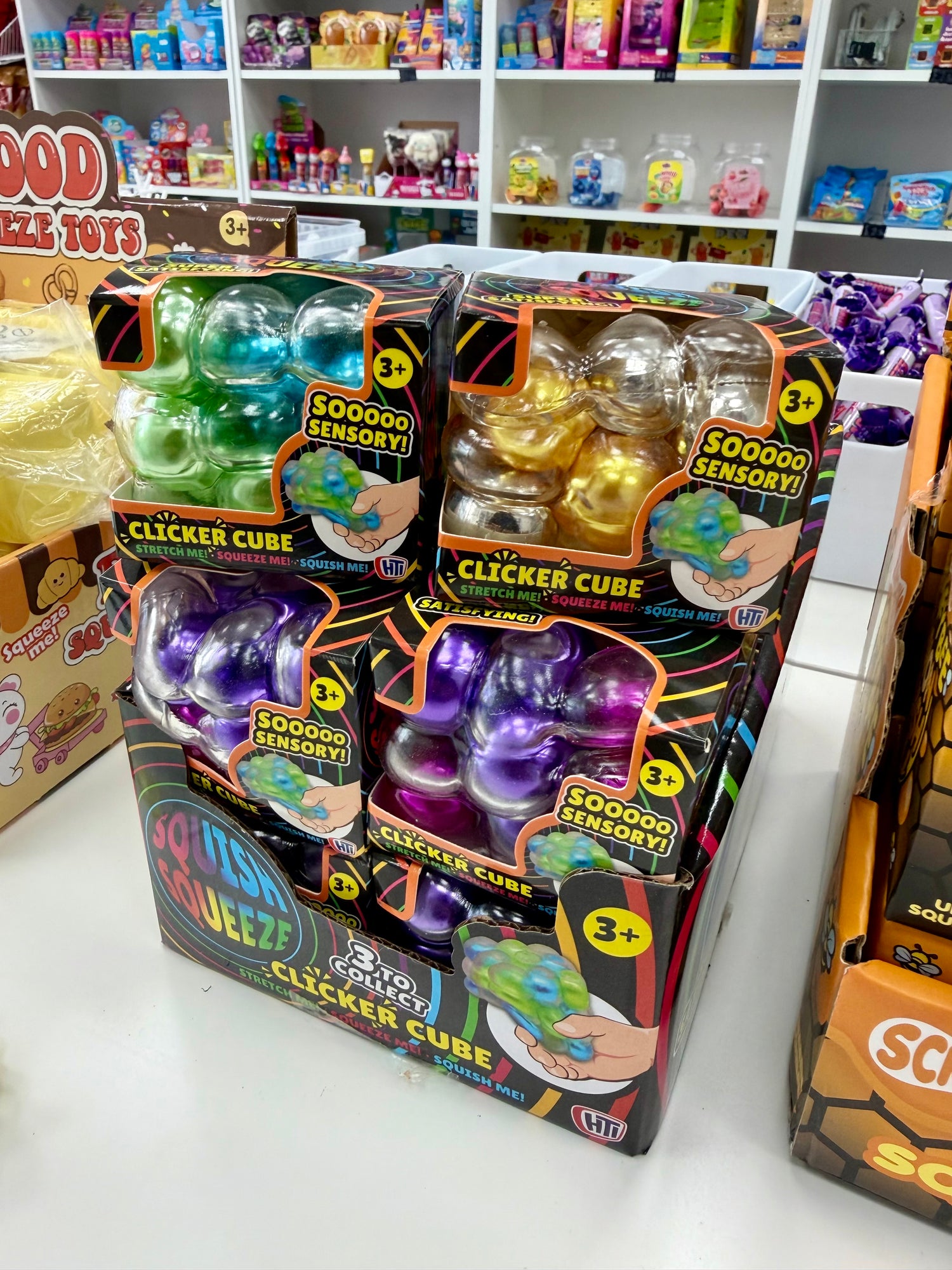 Squish Squeeze Clicker Cube Random Colour