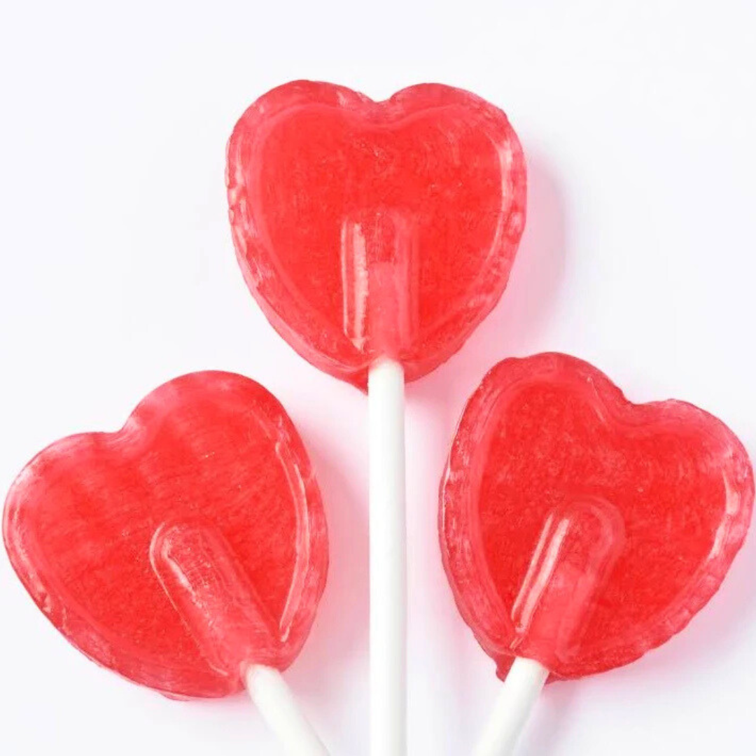 Valentines Red Cherry Heart Lollipop x3