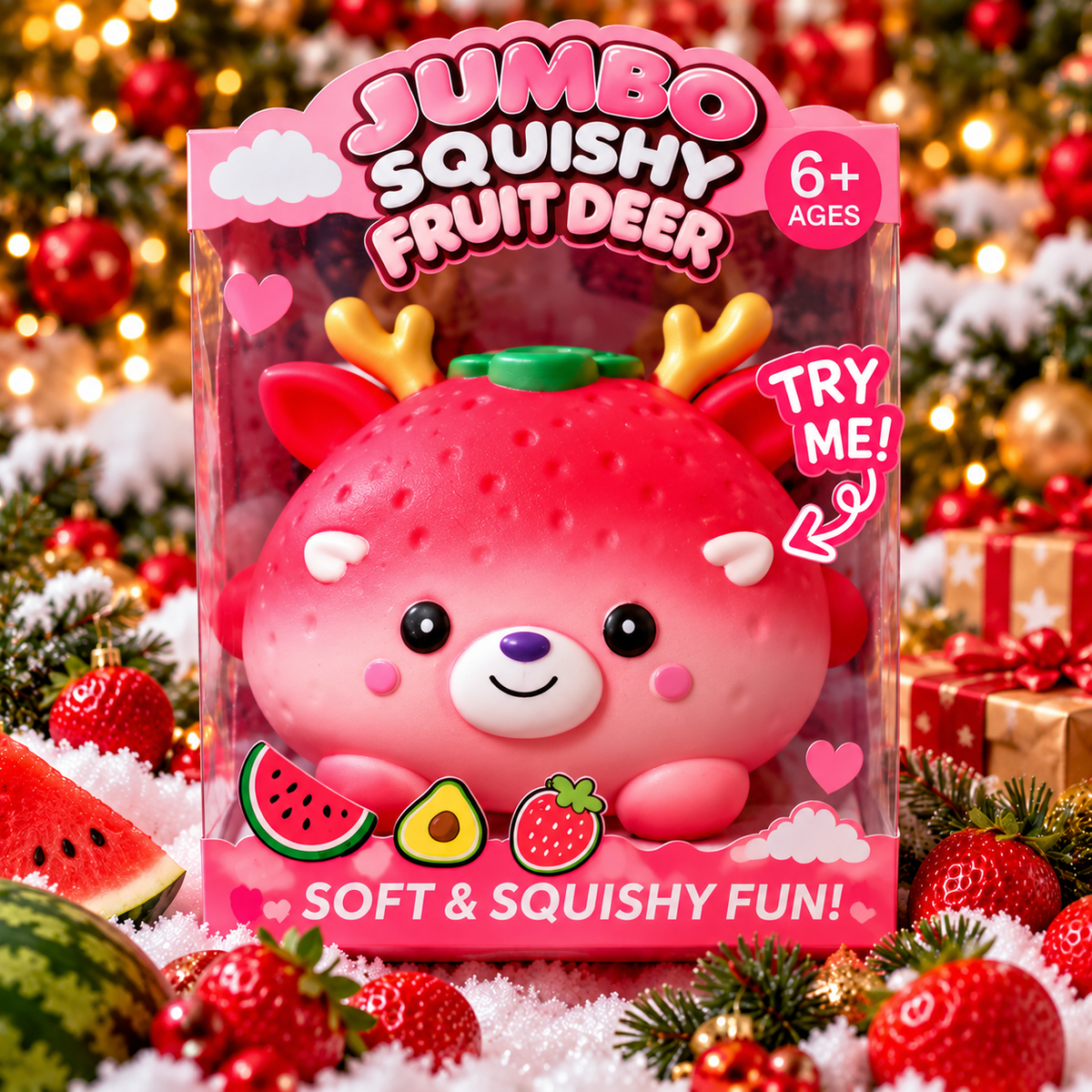 Cute Strawberry Deer Jumbo Squishy