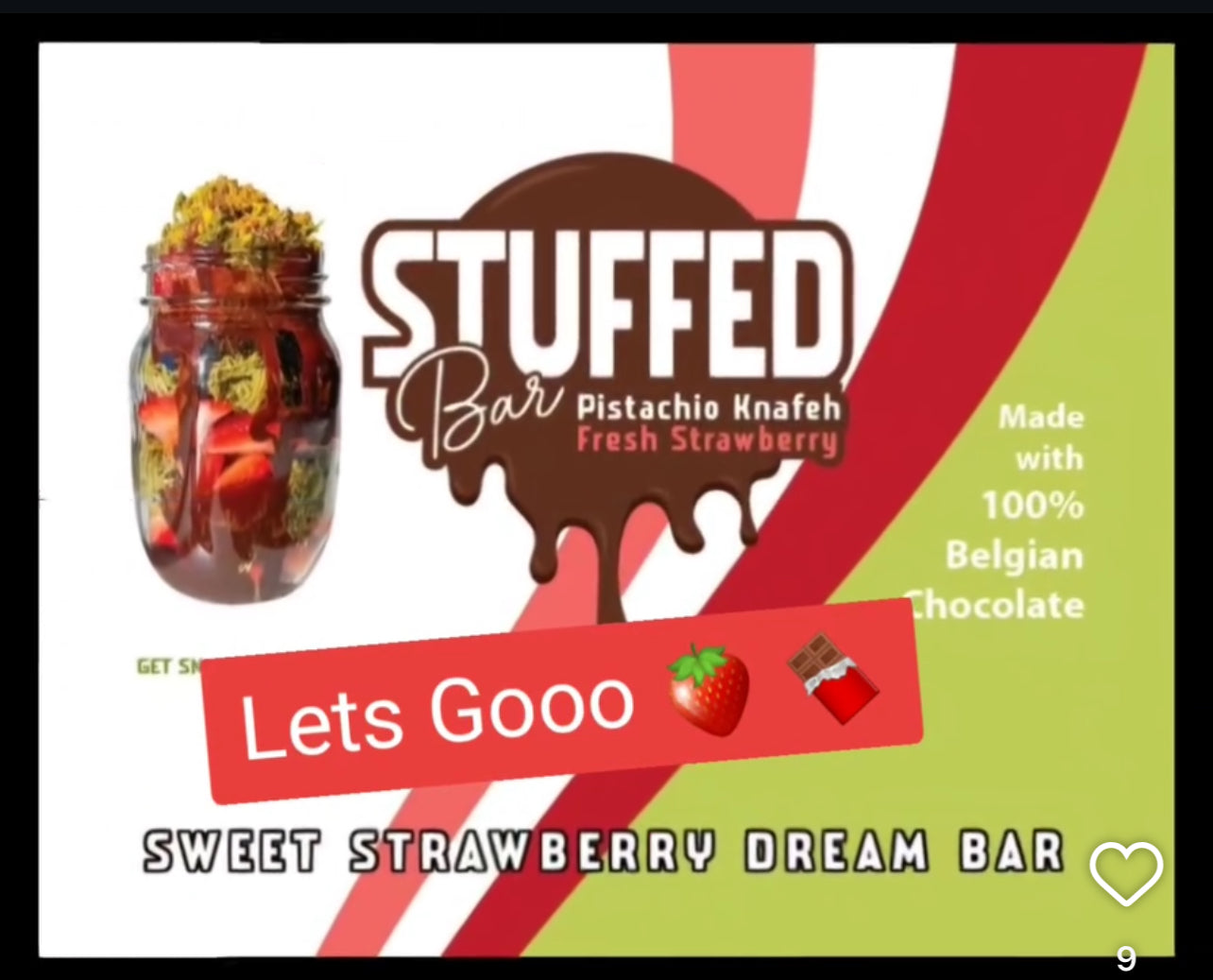 Stuffed Bar Pistachio Kunafa Fresh Strawberry
