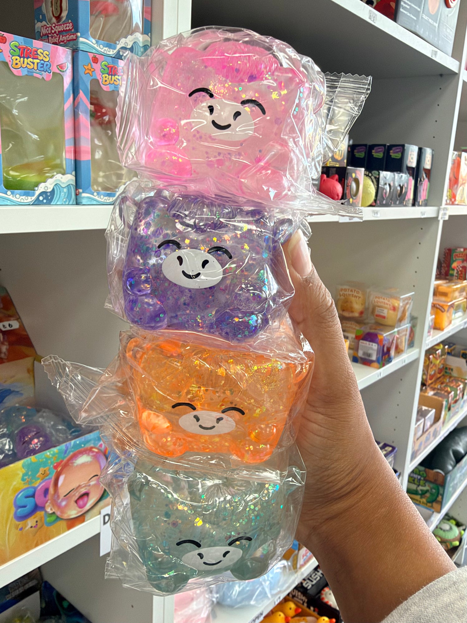 Glitter Highland Cow Cube Squishy