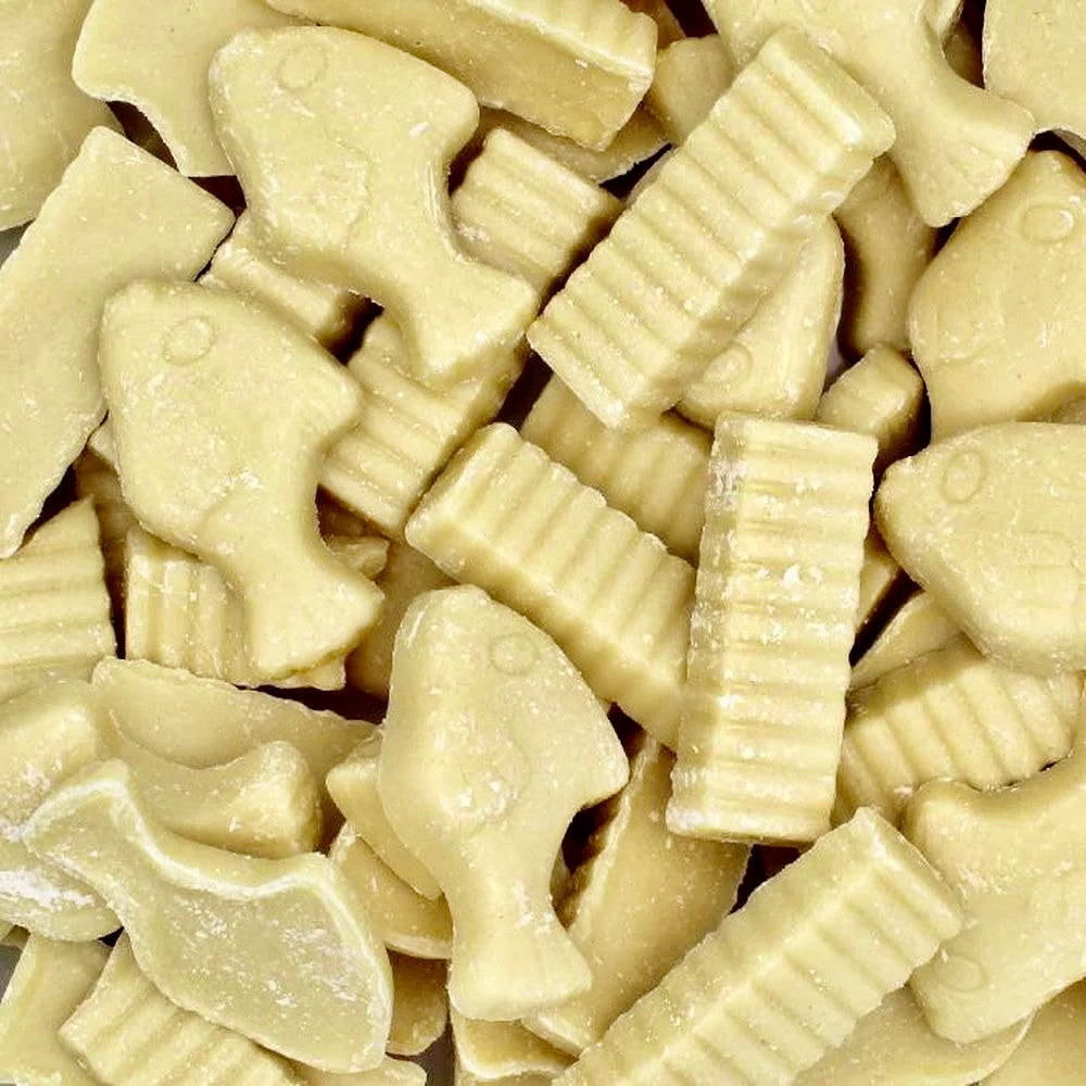 White Chocolate Fish and Chips 100g