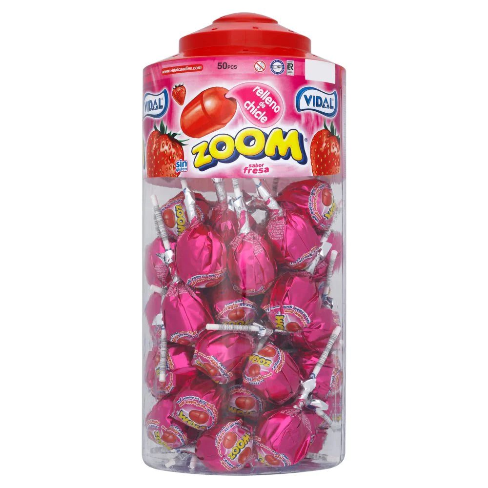 Vidal Mega Zoom Strawberry Lollipops 3 Pack