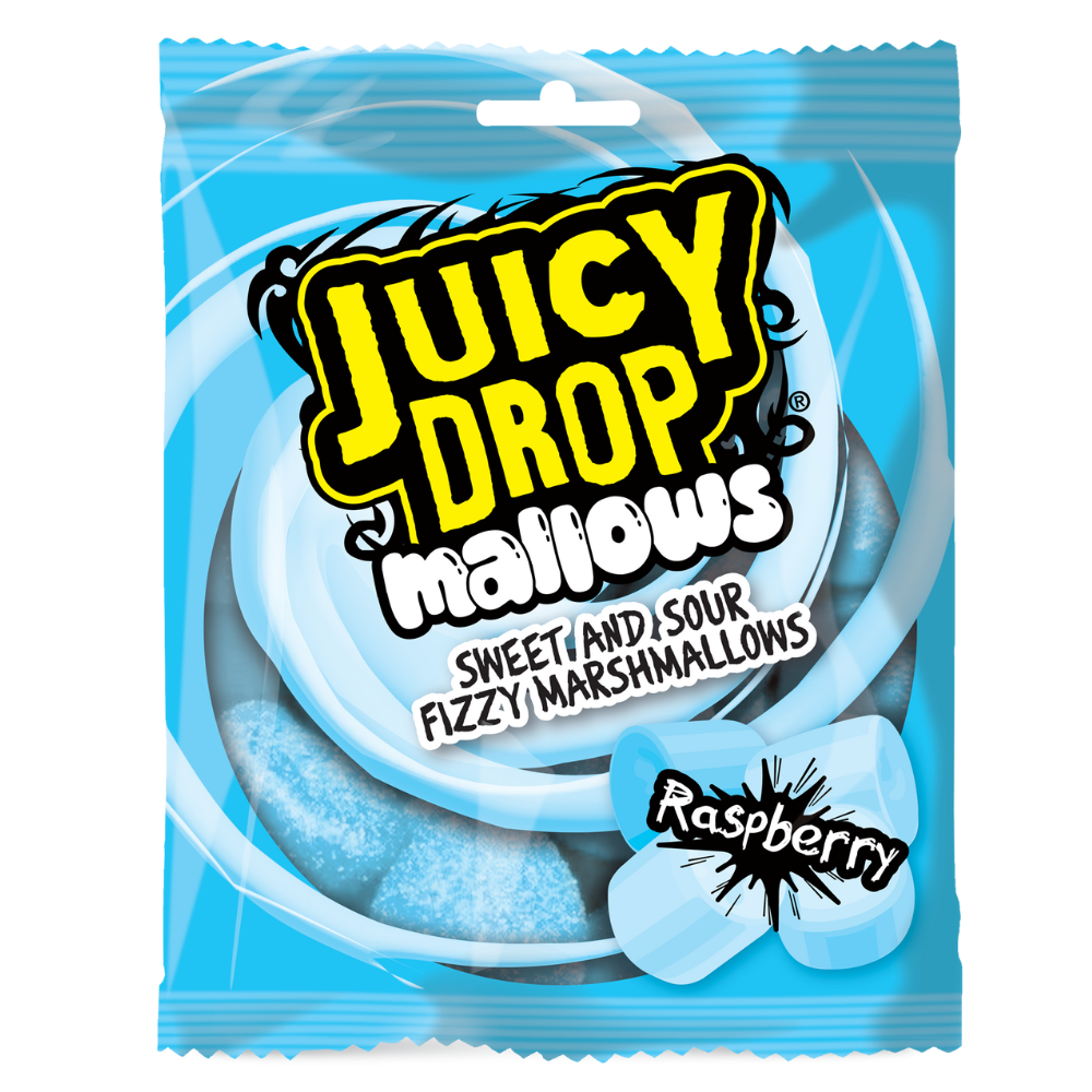 Bazooka Juicy Drop Mallows Raspberry Bag 100g