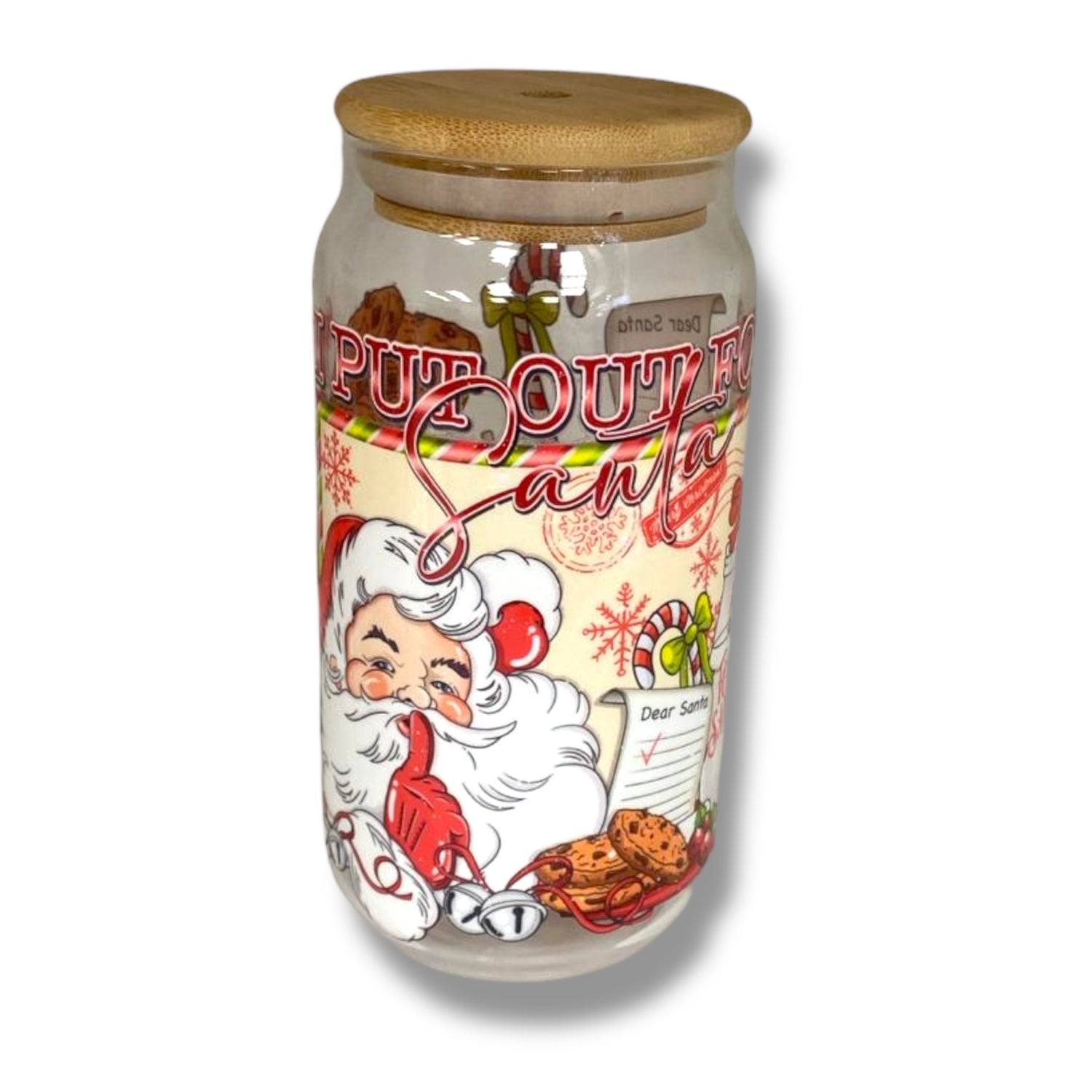 Merry Christmas Santa Glass Jar