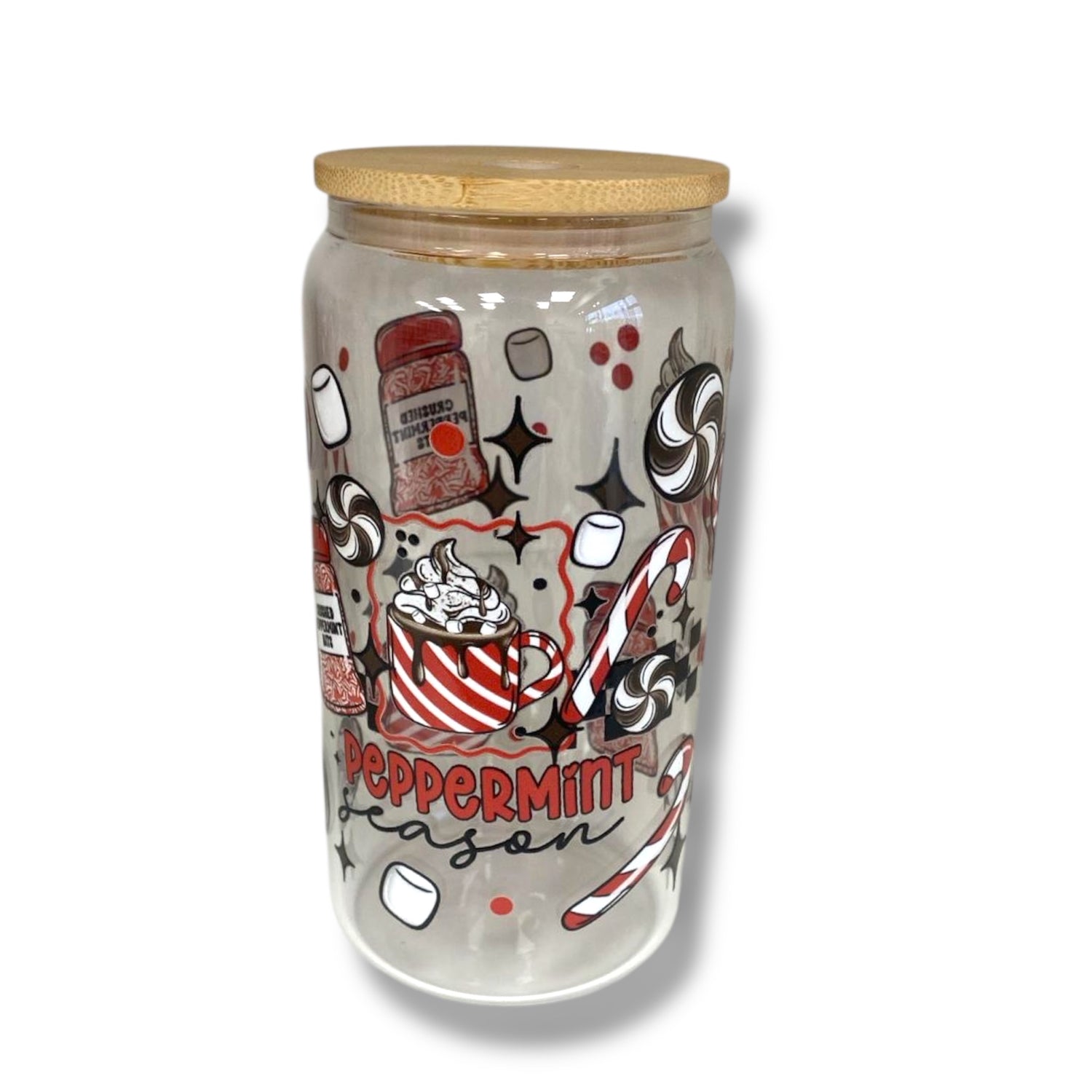 Peppermint Season Christmas Glass Jar