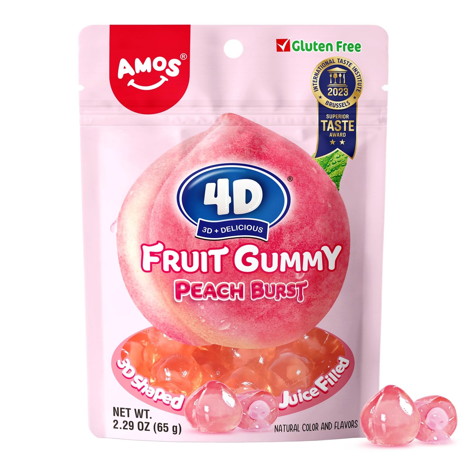 Amos 4D Fruit Gummy Peach 170g