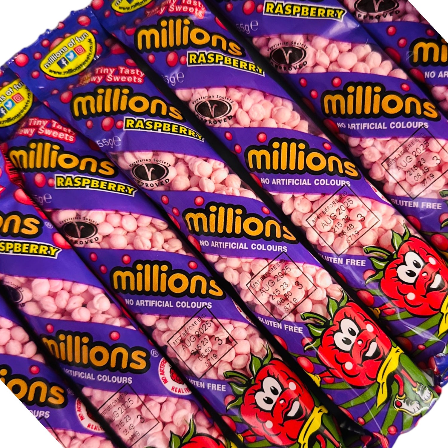 Millions Raspberry Tubes 55g (Vegetarian)