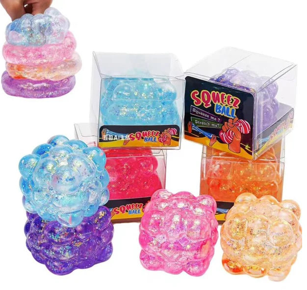 Glitter Bubble Squishy Cube 5cm