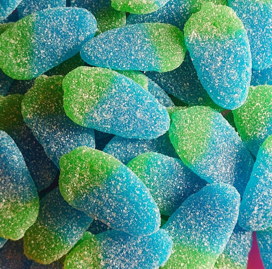 Fizzy Blue Raspberries Sweets 100g (Vegan) – Crazy Candy Co