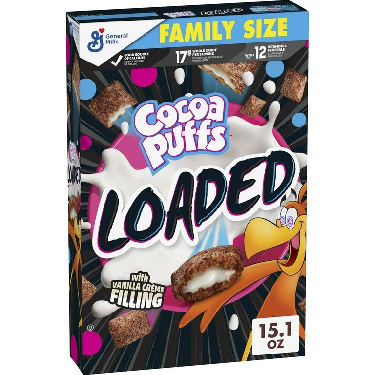 Cocoa Puffs Loaded Cereal USA Exclusive *damaged box*