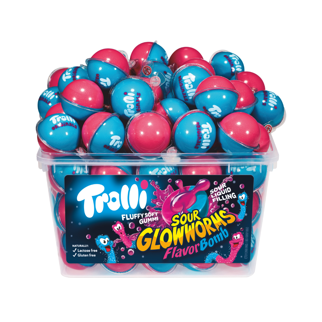 Trolli Sour Glow Worms Flavor Bomb Tub 4 Pack