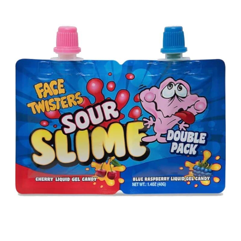 Face Twisters Sour Slime Double Pack Cherry/Blue Raspberry