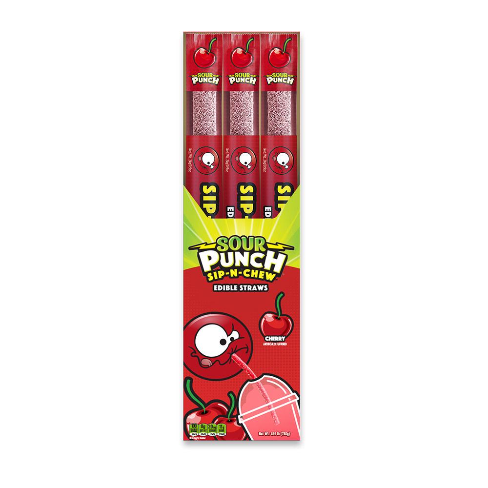 Sour Punch Sip-n-Chew Cherry Straws 26g
